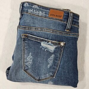 Judy Blue Women Skinny Fit Distressed Leopard Patch Jeans JB8265MD Size 7/28